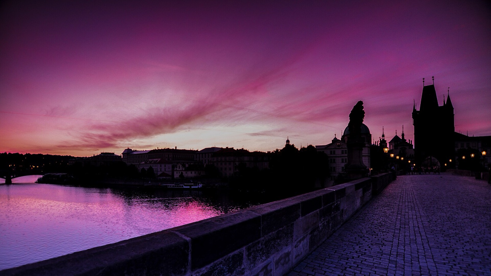 Charles Bridge and the Old Town at dawn, Prague